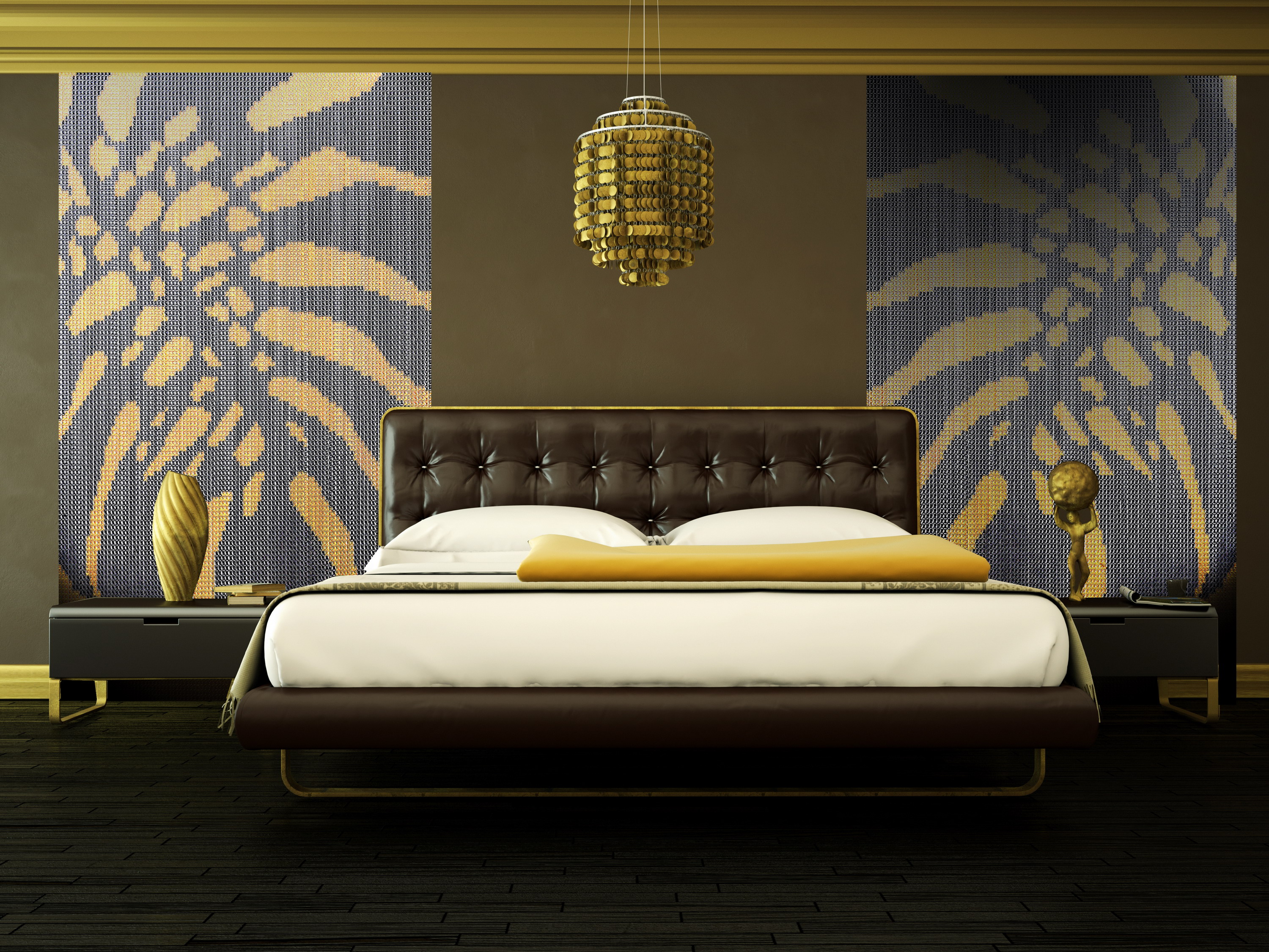 Schlafzimmer braun gold