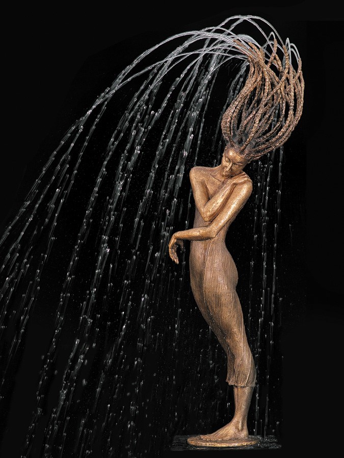 Primavera III, Plastik, Springbrunnen, Brunnen, Wasser, Skulptur aus Bronze, von Malgorzata Chodakowska